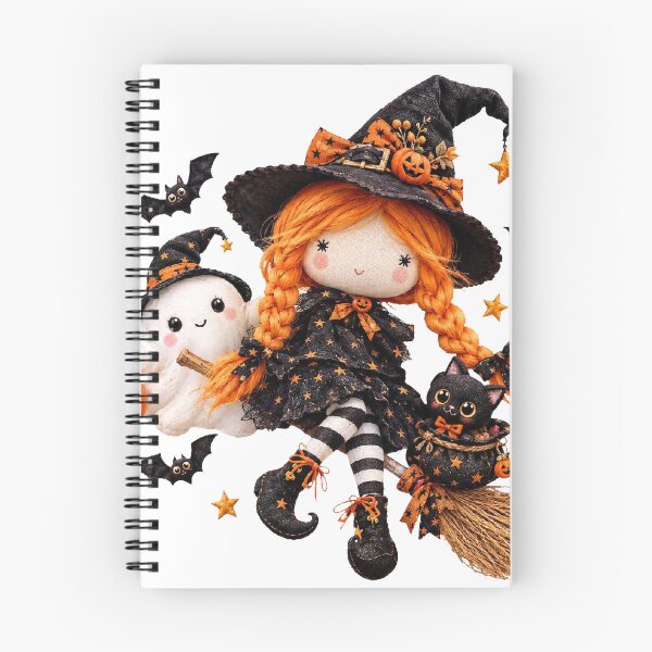 Item preview, Cute Witch Rag Doll Sticker, Halloween Broomstick Ghost and Black Cat Gift designed and sold by HoMya.