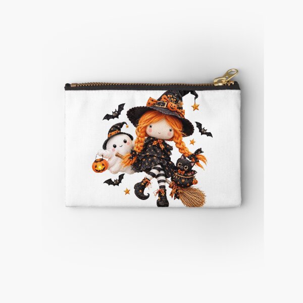 Item preview, Cute Witch Rag Doll Sticker, Halloween Broomstick Ghost and Black Cat Gift designed and sold by HoMya.