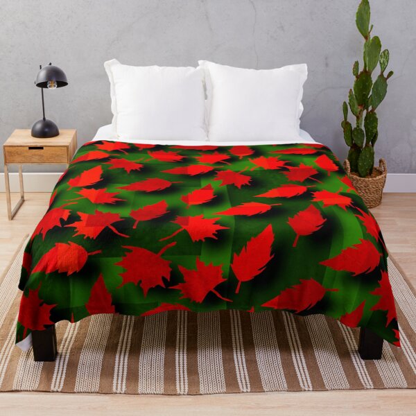 Item preview, Vibrant Red Leaves on Green Background designed and sold by Andrew Hitchen.