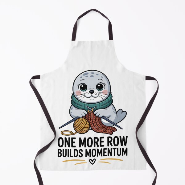 Item preview, One More Row Builds Momentum – Cute Seal Knitting Art designed and sold by jkrphoto.