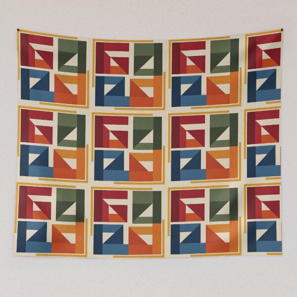 Item preview, Modern Quilt Block – Geometric Textile Throw Pillow designed and sold by astersgraphics.