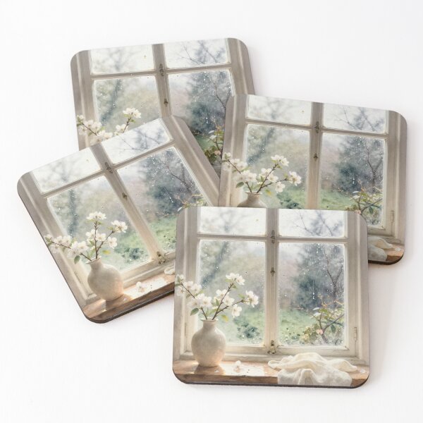 Item preview, Rainy Window with Blossoming Branches designed and sold by ZYVARENNE.
