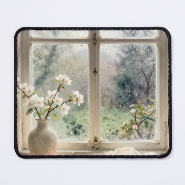 Item preview, Rainy Window with Blossoming Branches designed and sold by ZYVARENNE.