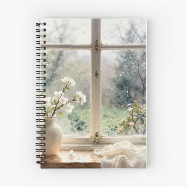 Item preview, Rainy Window with Blossoming Branches designed and sold by ZYVARENNE.