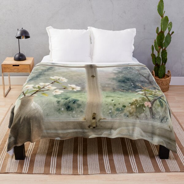 Item preview, Rainy Window with Blossoming Branches designed and sold by ZYVARENNE.