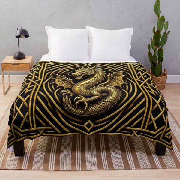 Item preview, Golden Dragon Art Deco - Mythical Metallic Gold Beast designed and sold by Breezes-of-Ida.