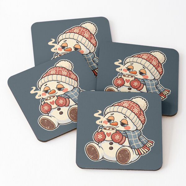Item preview, Cute Retro Snowman Drinking Hot Cocoa in Winter designed and sold by Glottopia.