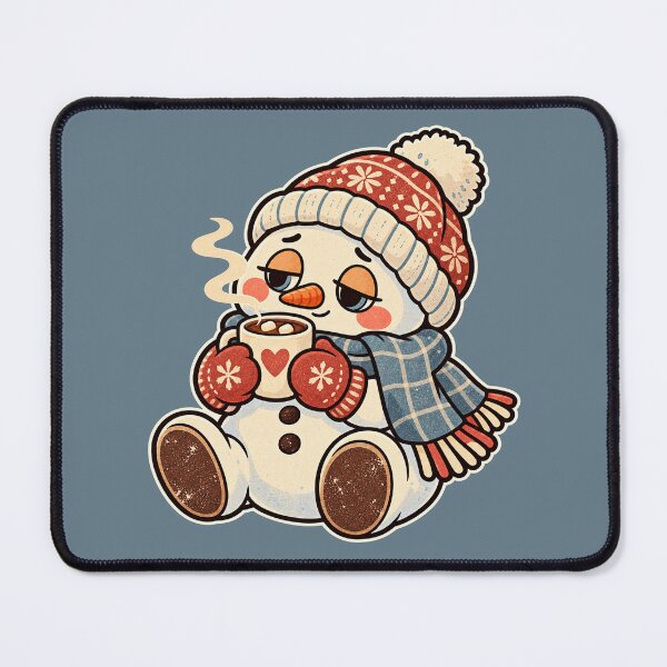 Item preview, Cute Retro Snowman Drinking Hot Cocoa in Winter designed and sold by Glottopia.