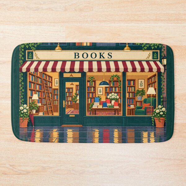 Item preview, Ventana de librería lluviosa – Rompecabezas de librería acogedora designed and sold by astersgraphics.