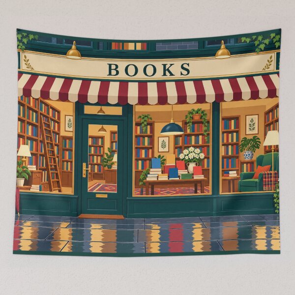 Item preview, Rainy Bookshop Window – Cozy Bookstore Jigsaw Puzzle designed and sold by astersgraphics.