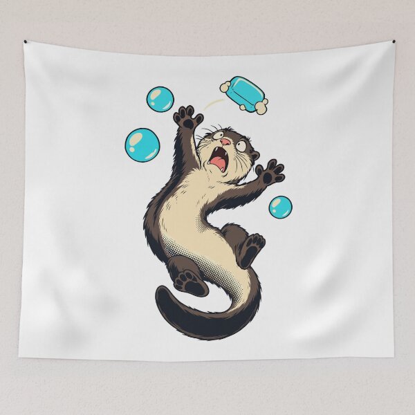 Item preview, Funny Otter with Soap and Bubbles – Bath Time Chaos designed and sold by AliveStyle.