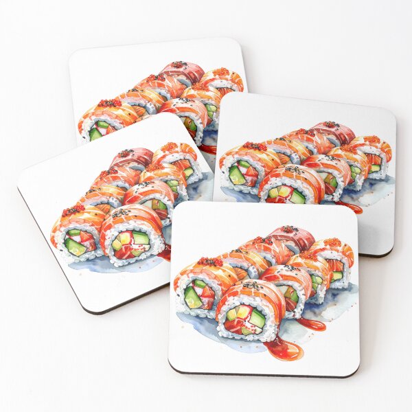 Item preview, Japanese Sushi Watercolor Illustration designed and sold by BetweenForms.