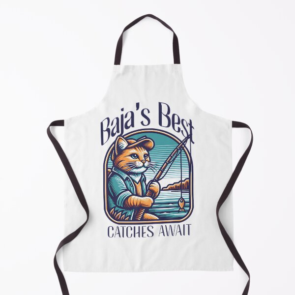 Artikelvorschau, Baja Fishing Cool Cat Grafikdesign für Ozean- und Abenteuerliebhaber entworfen und verkauft von Calligraphy-Ink.
