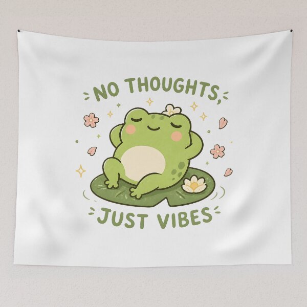 Item preview, No Thoughts Just Vibes Cute Frog Kawaii Chill Relaxed Lily Pad Funny Quote designed and sold by dreamz-world.