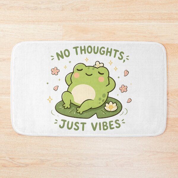 Item preview, No Thoughts Just Vibes Cute Frog Kawaii Chill Relaxed Lily Pad Funny Quote designed and sold by dreamz-world.