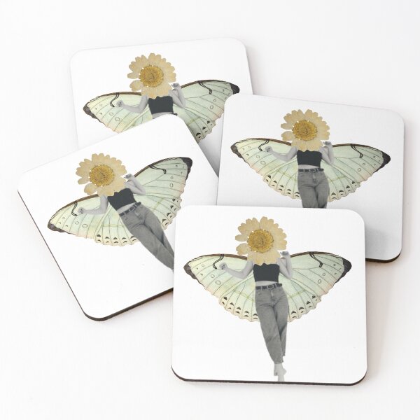 Item preview, Vintage Daisy Head Butterfly Wings Collage - Surreal Fairycore Art designed and sold by The Lady Goblin's Goods.