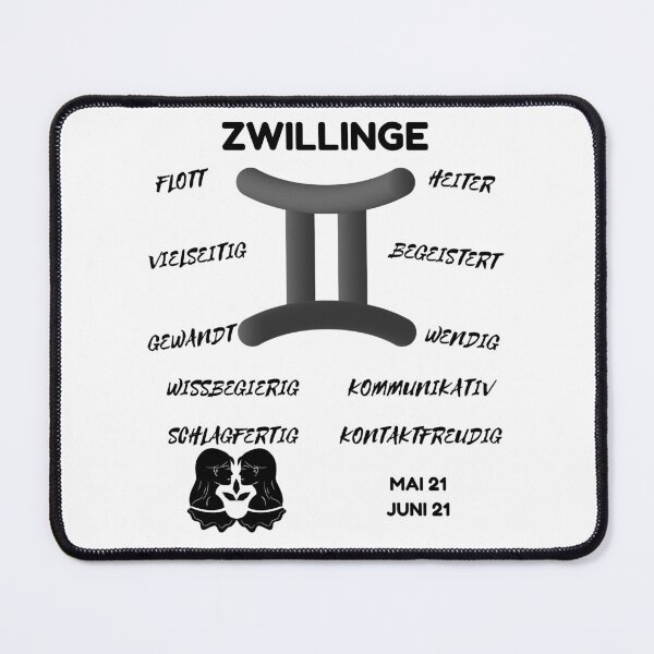 Aperçu de l'œuvre Signe du zodiaque Zwillinge, symbole astrologique, horoscope - Classique noir et blanc (version allemande) créée et vendue par ZODIARA.