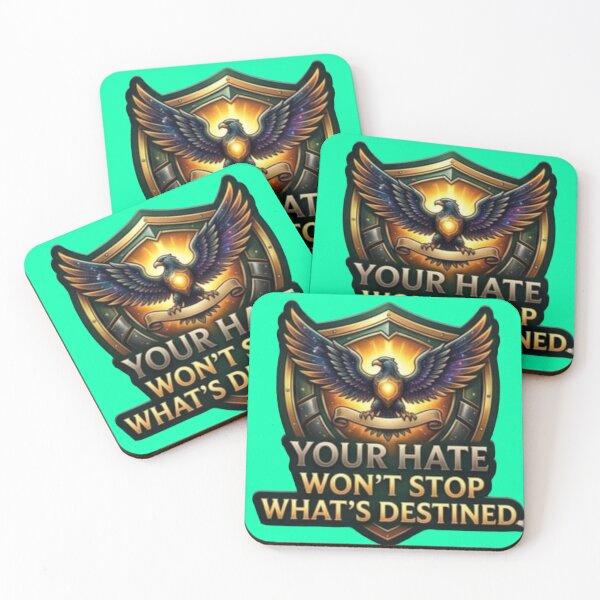 Item preview, Your Hate Won't Stop What's Destined - Golden Eagle Shield Quote Sticker designed and sold by Nicolae-SCROCIOB-Shop.