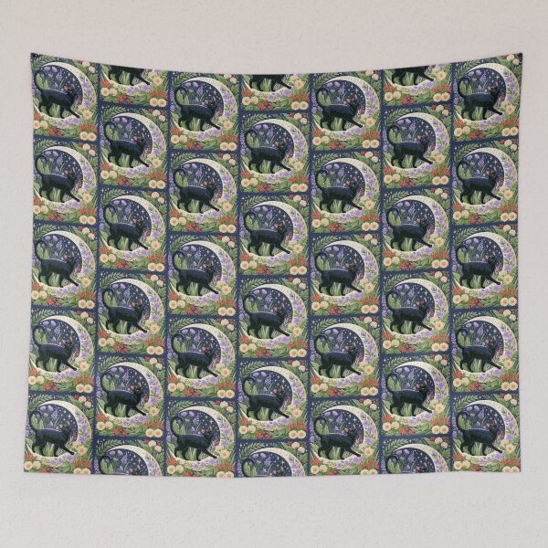 Item preview, Nighttime Garden Black Cat 1 designed and sold by scicilysimonee.
