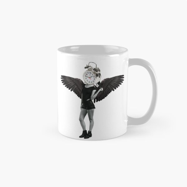 Item preview, Alarm Clock Head Fallen Angel Wings Collage - Retro Dark Academia Art designed and sold by The Lady Goblin's Goods.