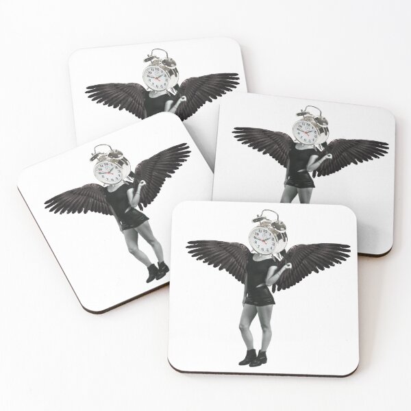 Item preview, Alarm Clock Head Fallen Angel Wings Collage - Retro Dark Academia Art designed and sold by The Lady Goblin's Goods.