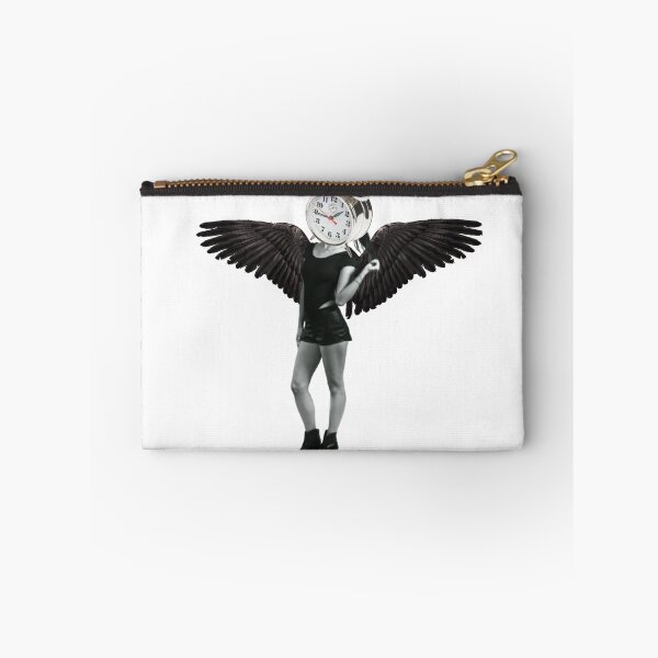 Item preview, Alarm Clock Head Fallen Angel Wings Collage - Retro Dark Academia Art designed and sold by The Lady Goblin's Goods.
