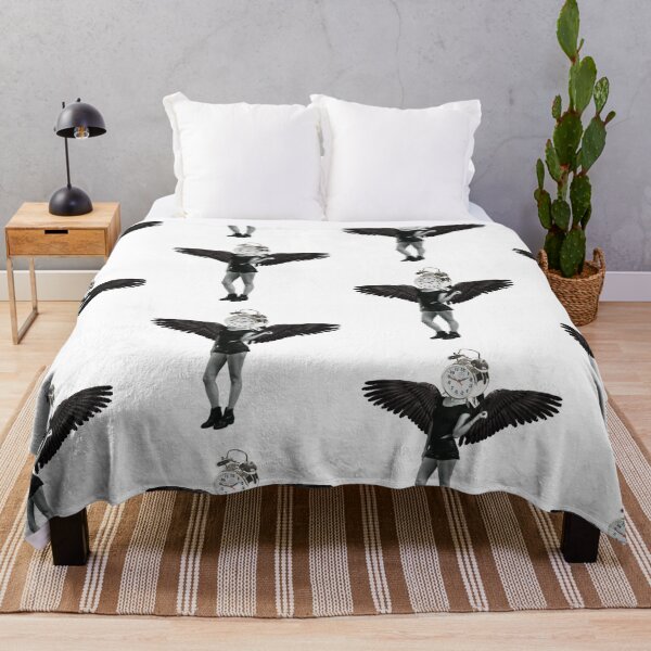 Item preview, Alarm Clock Head Fallen Angel Wings Collage - Retro Dark Academia Art designed and sold by The Lady Goblin's Goods.