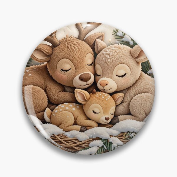 Item preview, Cozy Christmas Deer Family Sleeping by Winter Forest designed and sold by  One City Two Children Studio.