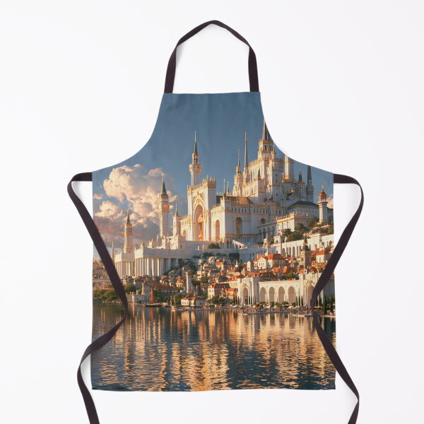 Item preview, Fantasy City Sunset Art – White Marble Castle Lake designed and sold by MerchMain.