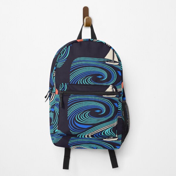 Item preview, Retro Sailboat at Sunset with Psychedelic Ocean Waves designed and sold by AliveStyle.