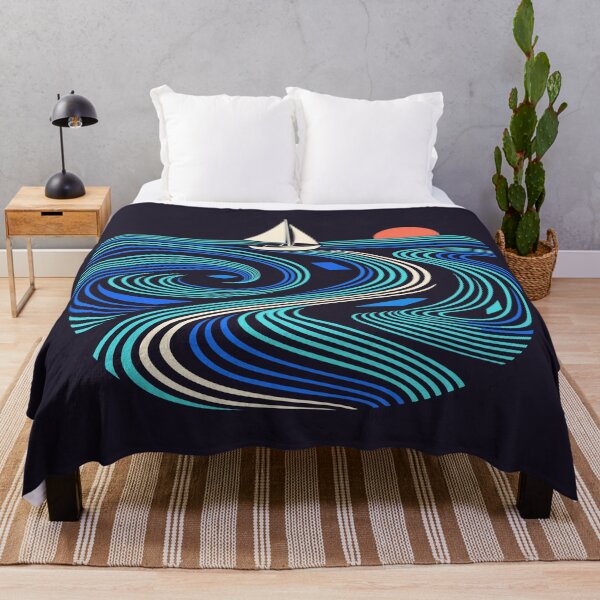 Item preview, Retro Sailboat at Sunset with Psychedelic Ocean Waves designed and sold by AliveStyle.