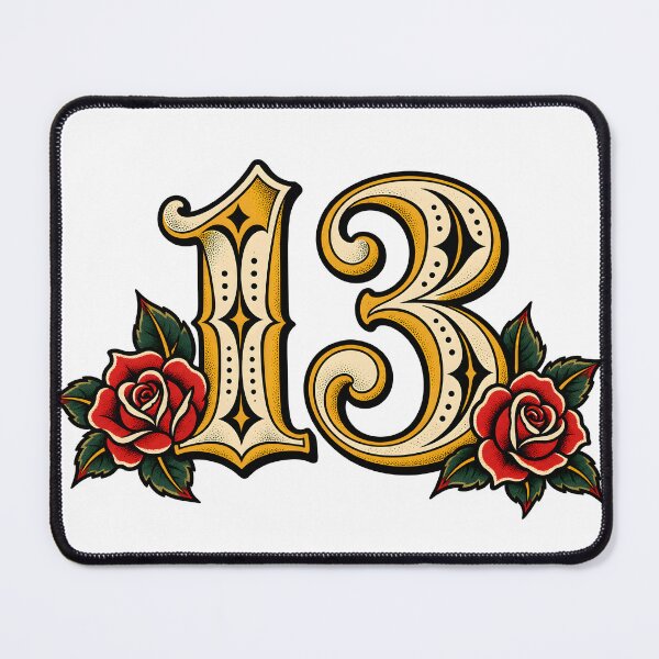 Item preview, Number 13 and Roses Tattoo – Vintage Lucky Thirteen designed and sold by Tattee.