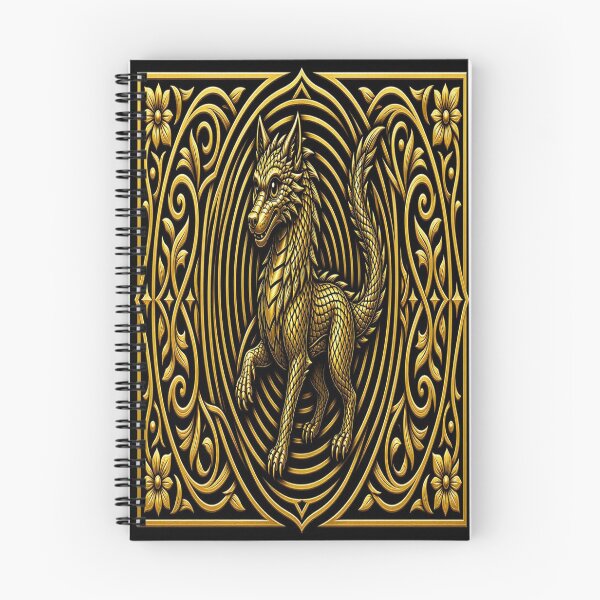 Item preview, Golden Mythical Wolf - Art Deco Ornate Gold Beast Art designed and sold by Breezes-of-Ida.
