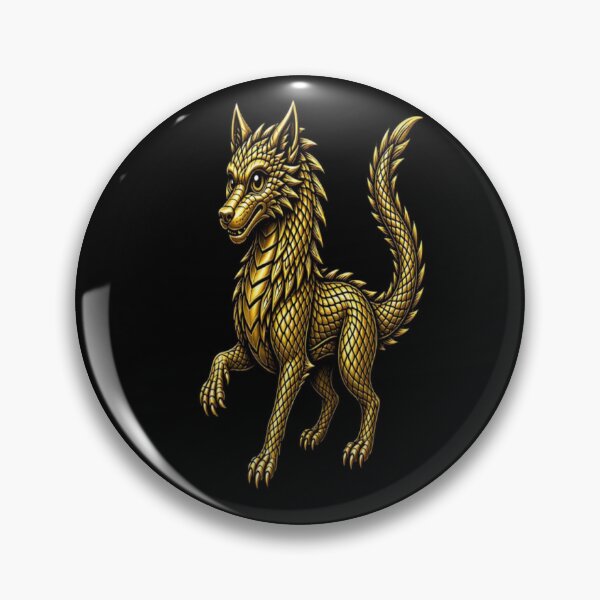 Item preview, Golden Mythical Wolf - Art Deco Ornate Gold Beast Art designed and sold by Breezes-of-Ida.