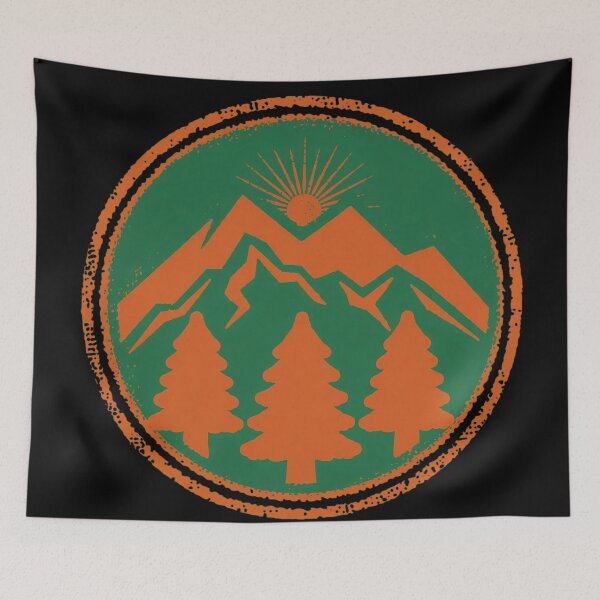 Item preview, Vintage Outdoor Mountain Sunset Retro Nature Emblem designed and sold by kanjxtan.