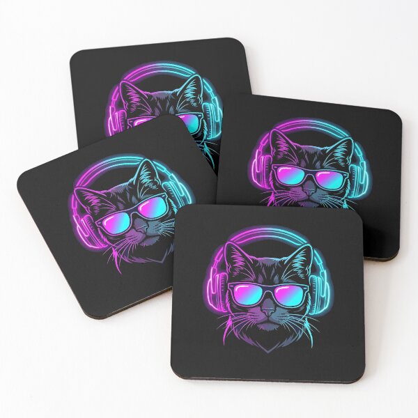 Aperçu de l'œuvre Chat Gamer Néon Cool créée et vendue par Vibz4All.