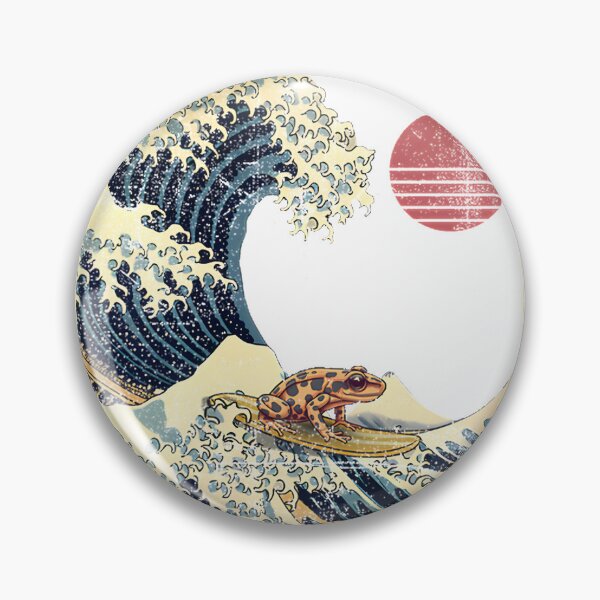 Item preview, Poison Dart Frog with Kanagawa Wave Japanese Surfing Inspired Art designed and sold by BlvckB0x.