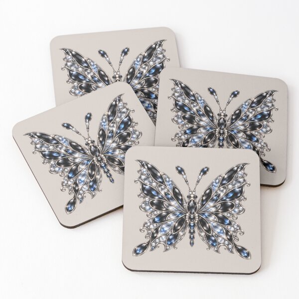 Item preview, Obsidian Fantasy Butterfly – Silver Crystal Wings designed and sold by HO•Designs.