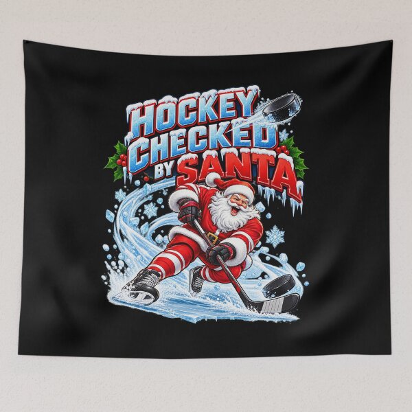 Item preview, HOCKEY CHECKED BY SANTA designed and sold by signshirtz.