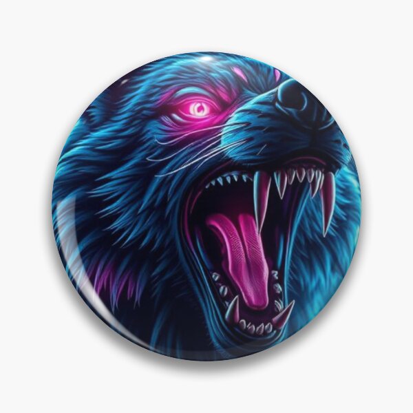 Item preview, Neon Wolf Horror Glowing Eyes Fierce Animal Art designed and sold by FusionCipher.