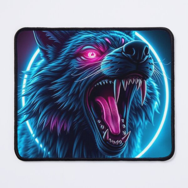 Item preview, Neon Wolf Horror Glowing Eyes Fierce Animal Art designed and sold by FusionCipher.