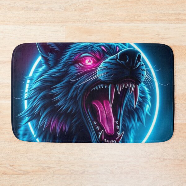 Item preview, Neon Wolf Horror Glowing Eyes Fierce Animal Art designed and sold by FusionCipher.
