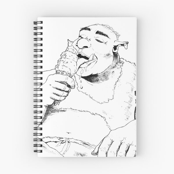 Item preview, Ogre with Ice Cream - Funny Fantasy Ink Sketch designed and sold by BarnBurns.