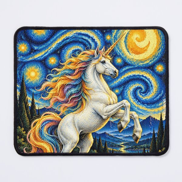Item preview, Starry Nigh Mountain Rainbow Unicorn Van Gogh designed and sold by legendaryskins.