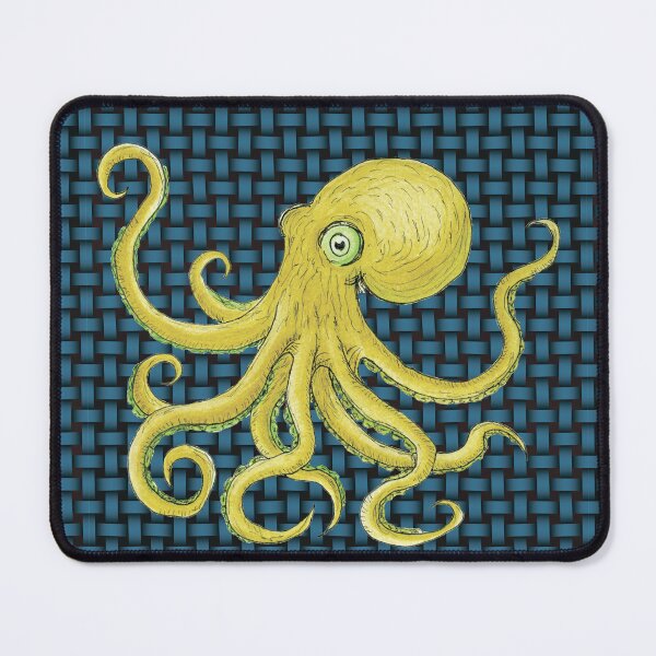 Item preview, Yellow Octopus on Woven Pattern Marine Illustration designed and sold by Ihor Ivanov.