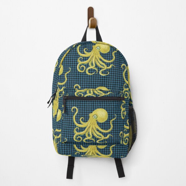 Item preview, Yellow Octopus on Woven Pattern Marine Illustration designed and sold by Ihor Ivanov.