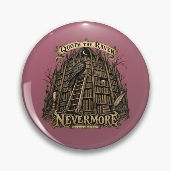 Item preview, Gothic Raven Library for Book Lovers designed and sold by POD DYNASTY | Original Print On Demand T-Shirt Graphics.