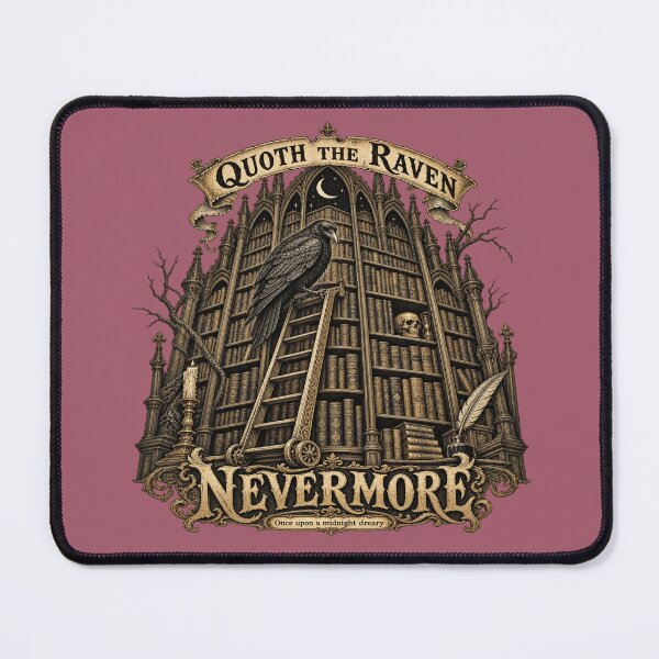 Item preview, Gothic Raven Library for Book Lovers designed and sold by POD DYNASTY | Original Print On Demand T-Shirt Graphics.