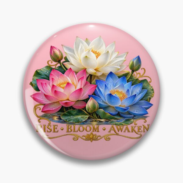 Item preview, Rise Bloom Awaken – White Pink & Blue Lotus Flowers designed and sold by Classic Chaos Creations.