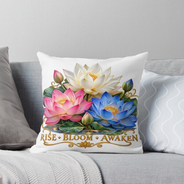 Item preview, Rise Bloom Awaken – White Pink & Blue Lotus Flowers designed and sold by Classic Chaos Creations.